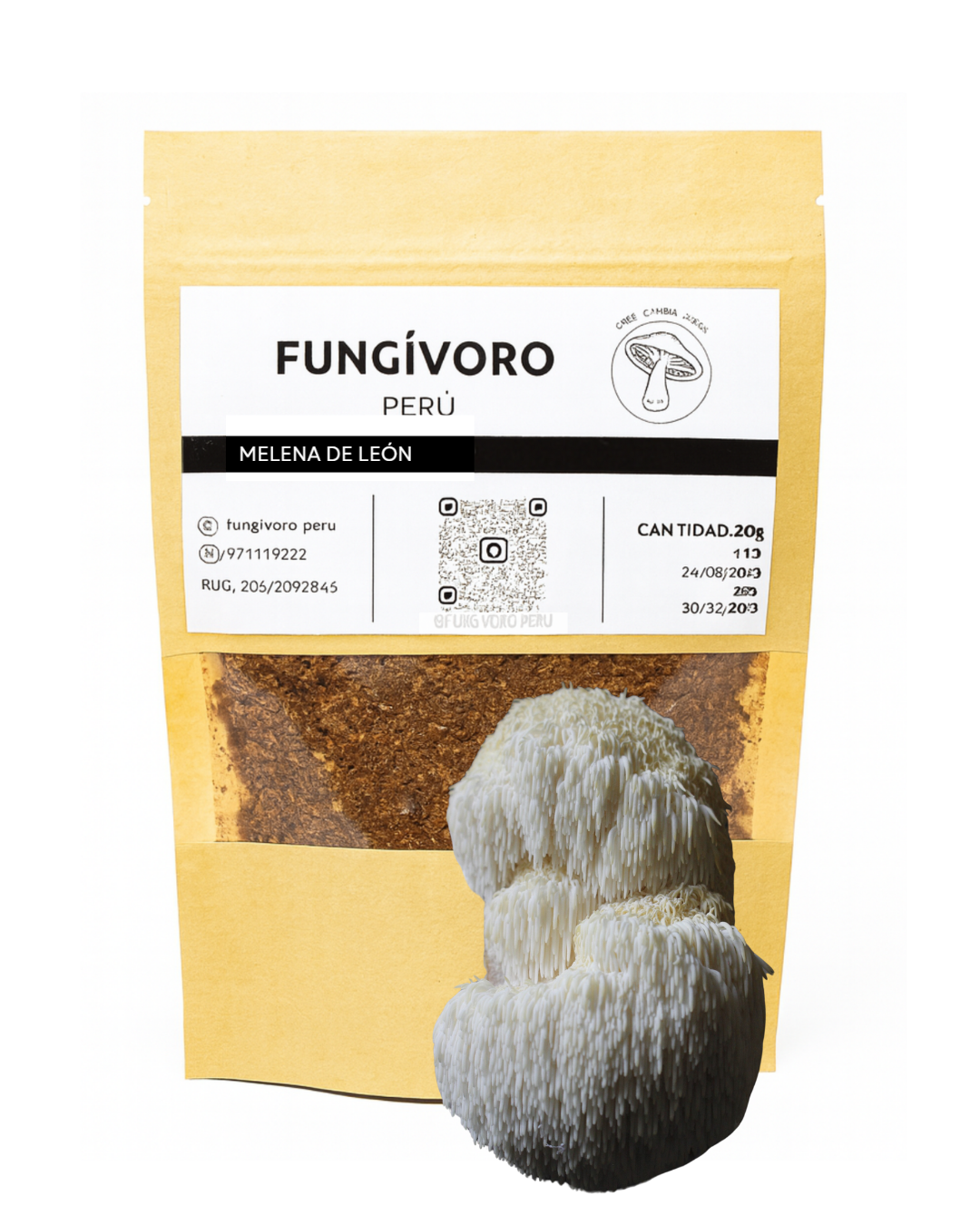 Melena de León Deshidratada · Polvo / Molido Entero · 30 g